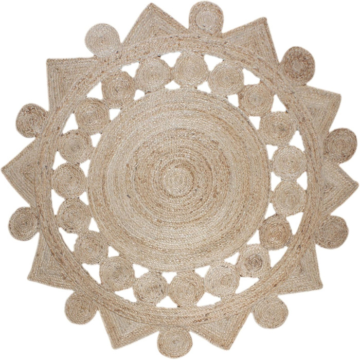 М круглий килим килим кілім, бежевий, плетений джутовий килим, для приміщень і вулиці, плоске плетіння, для спальні, тумбочки, кру