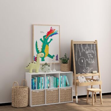 Дерев&39яна книжкова шафа із закритою задньою панеллю, окремостояча кубічна полиця, для вітальні, спальні, офісу, біла, 6 відділень (30Г x 91,5Ш x 61,5В см)