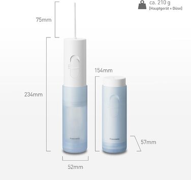 Іригатор для порожнини рота Panasonic EW-DJ11-A503, простий у використанні іригатор порожнини рота з 2 налаштуваннями тиску води, компактний і портативний білий