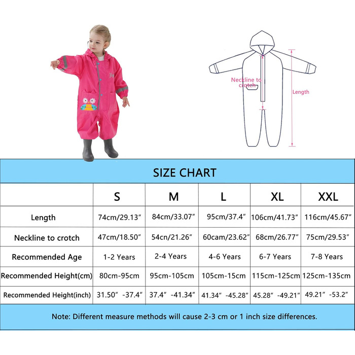Повітропроникний водонепроникний дощовик для дітей, дівчаток та хлопчиків, з капюшоном, легкий цільний дощовик, пончо для активного відпочинку на природі з прозорими полями, розширений комбінезон, дощовики, 1-8 років, 2-4 роки, рожево-червоний, колір сови