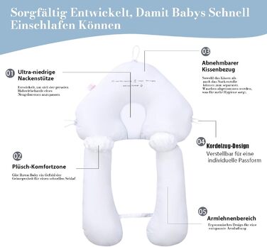 Подушка для плоскої голови, універсальна подушка для сну на боці, подушка для підтримки всього тіла, U-подібна подушка для обіймів, регульована, знімна та пральна для голови, шиї, ніг та всього тіла, різнокольорова