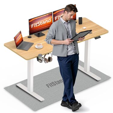 Електричний підйомний стіл з регульованою висотою та стільницею, стіл для роботи стоячи, підйомний комп&39ютерний стіл з гачками, блокування від дітей, функція пам&39яті для офісу та дому - клен 140 x 60 см Білий клен, 1 140x60