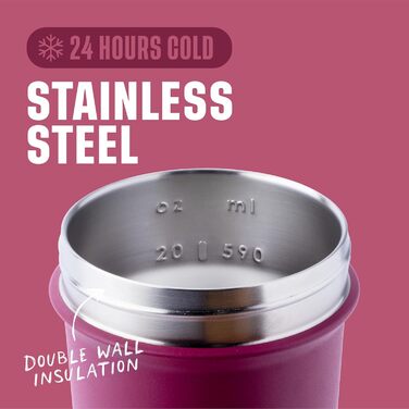 Пляшка для води BlenderBottle Strada Sleek Shaker Cup, ізольована, з нержавіючої сталі, з вінчиком, 750 мл, малиново-блакитний колір, Strada Sleek Water Bottle