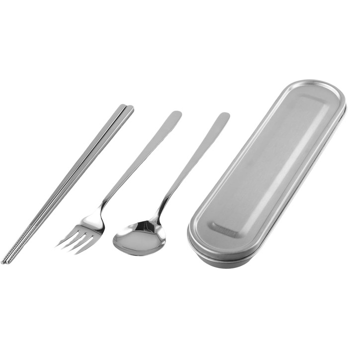 Набір столових приборів з нержавіючої сталі для подорожей з коробкою виделка, ложка, палички для їжі - для офісу, кемпінгу, пікніка та використання на природі