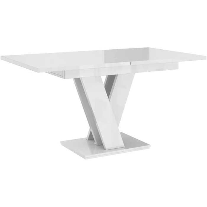 Розкладний обідній стіл (160 см) - 120x80x75 см - Сучасний - Обідній стіл - Обідній стіл - Стіл для їдальні, вітальні - Розкладний стіл - Білий глянцевий