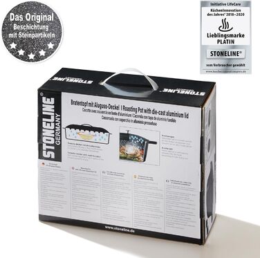 Кокотниця з кришкою індукційна 20 см, 2,6 л, лита алюмінієва каструля з покриттям з частинок справжнього каменю, каструля для запі