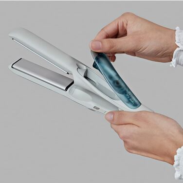 Випрямляч для волосся Remington Hydraluxe Pro S9001 (технологія зволоження Hydracare для захисту від перегріву, керамічне покриття, що утримує вологу), білий