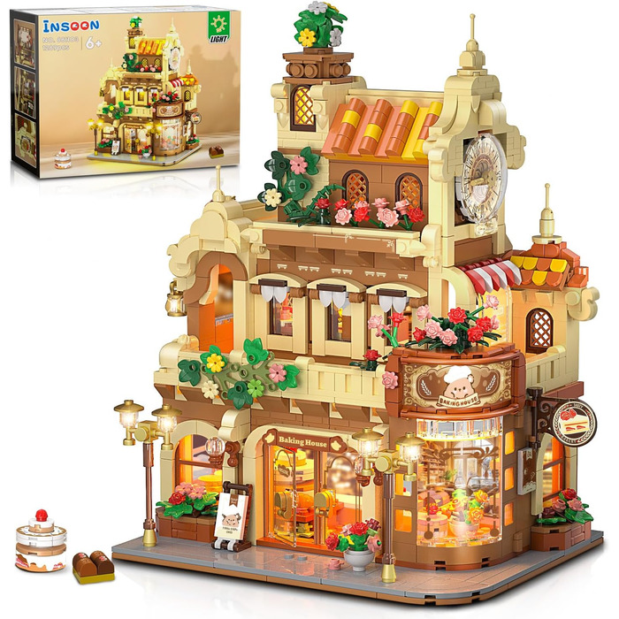 1289 Pieces Bakery Building Construction Toy with Cake Bread Bakery, interlocking Building Blocks Model for Adults Tinegers Children Boys Girls 8-12, 1289 Pieces Bakery Building Construction Toy with Cake Bread Bakery, interlocking Building Blocks Model f