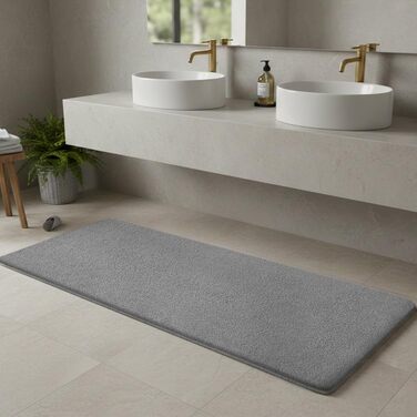 Килимок для ванної Sour Lemon, нековзний, 50x120 см, сірий килимок для ванної з мікрофібри, килимок для ванної, що миється, м&39який та пухнастий килимок для ванної, абсорбуючий килимок для душу, ванни, туалету, сірий, 50 x 120 см