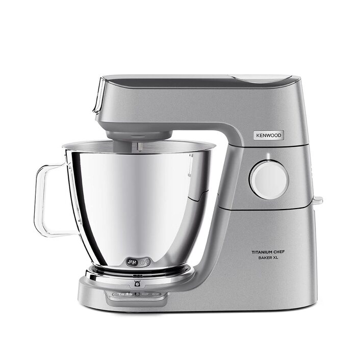 Кухонний комбайн Kenwood Titanium Chef Baker XL KVL85.004SI з вбудованими вагами, чашею 7 л, блендером та набором насадок (вінчик, гак, міксер), 1200 Вт, сріблястий