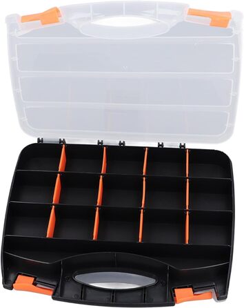 Двосторонній органайзер для деталей Haofy з кількома відділеннями та прозорою кришкою, міцний ПВХ-пластик для обслуговування та технічних цілей, портативна коробка для зберігання