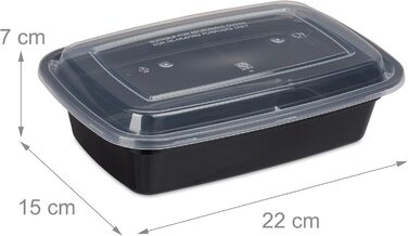 Набір контейнерів для приготування їжі, 10 шт., 1 секція, 1000 мл, придатні для мікрохвильової печі, герметичні, чорного кольору