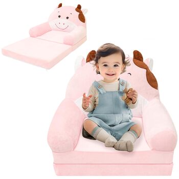 Складане дитяче крісло, зручний дитячий диван, портативний дитячий диван з ручкою для перенесення, дитячий стілець з пінопластовою підкладкою, крісло для читання для дітей віком від 1 до 4 років, ідеї подарунків на Різдво, дні народження, корову