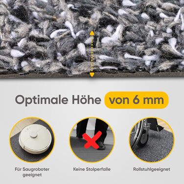 Килимок Entrando 60x100 см - Для приміщень та вулиці - Бавовна - Нековзний, можна прати, міцний - Підходить під двері - Для вхідних дверей або критих входів, патіо, балконів (сірий) Сірий 60 x 100 см (прямокутний)