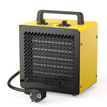 Керамічний вентилятор-обігрівач 3000 Вт, невеликий променевий обігрівач, будівельний обігрівач, осушувач повітря з термостатом та 3 режимами нагріву, вентилятор-обігрівач для ванної кімнати, столу та використання в приміщенні, 3 кВт, жовтий