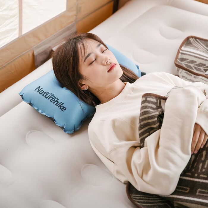 Подушка для кемпінгу Naturehike, дорожня подушка, пляжна подушка, поперекова подушка, самонадувна подушка, аксесуар для кемпінгу, легка та портативна, підходить для кемпінгу, пляжу, подорожей, автофургона, синя