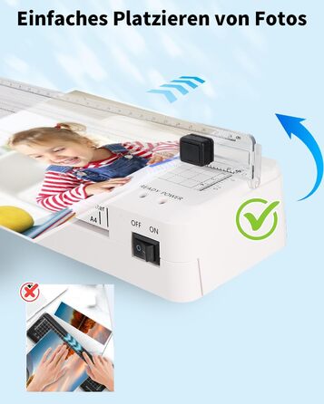 Ламінатор, ламінатор А4 зі швидким прогріванням, ламінатори А4/А5/А6 80-125 мікрон з вбудованим різаком для дому, офісу, школи, фотографії А4 10 шт.