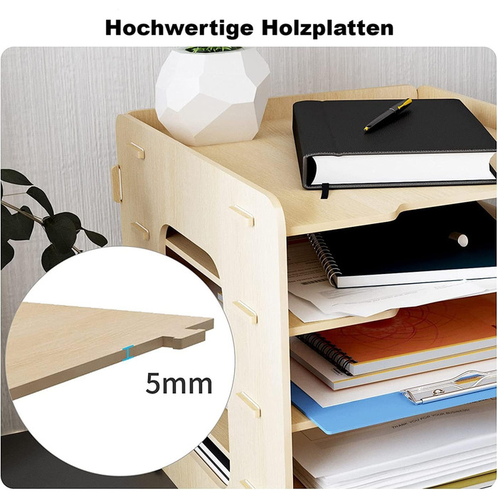 Лоток для документів PUNCIA A4, лоток для листів, 5 відділень, дерев&39яний настільний органайзер для файлів, лоток для паперу, система зберігання файлів, тримач для документів, папка для офісу, навчання, школи, офісу, 5-рівневий