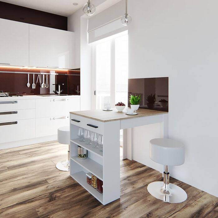 Обідній стіл Vicco Repose, барна стійка для їдальні, Сонома/Білий, 67 x 100 см Сонома/Білий Без барних стільців