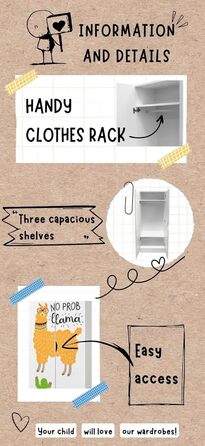 Біла дводверна шафа - Roma - функціональна шафа з розсувними дверима, Dim 70 x 42.5 x 161.5 (H) см, шафа для одягу, меблі для діте