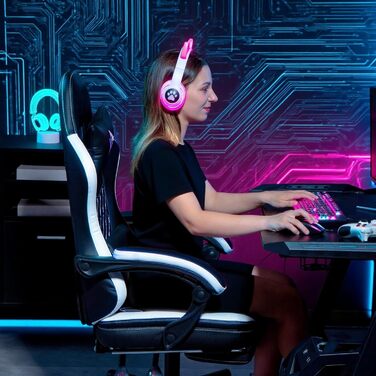 Ігрове крісло HOMCOM, ергономічне ігрове крісло з поперековою опорою, підставкою для ніг, регульоване по висоті ігрове крісло з підголівником, функція відкидання, офісне крісло з візерунком ромбоподібної прострочки, штучна шкіра, зелений колір