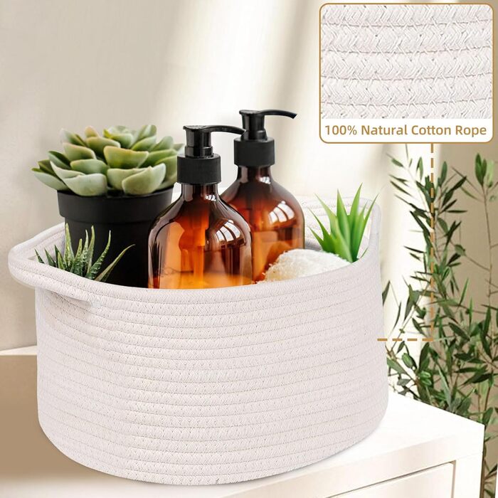 Кошик для зберігання OUTBROS, кошик-органайзер, плетений кошик, декоративна плетена коробка для зберігання, багатоцільовий контейнер-органайзер, що штабелюється, білий, 3 шт., білий, розмір L