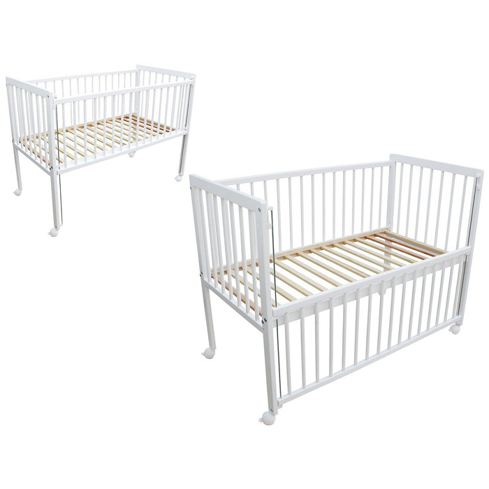 Дитяче ліжко/Біле ліжко/Ліжко для малюків 2-в-1 Micoland 120x60 см Біле