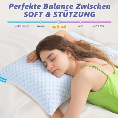 Подушка 40x80 - Подушка з мікрофібри, м&39яка та дихаюча для алергіків, регульована висота, підходить для сну на боці, животі та спині, ергономічна подушка від болю в шиї, 40x80 см, небесно-блакитний, 1