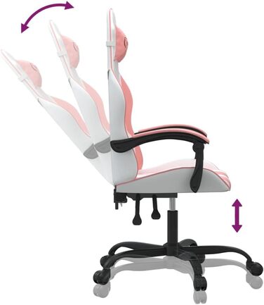 Геймерське крісло, офісне крісло, білий та рожевий, штучна шкіра