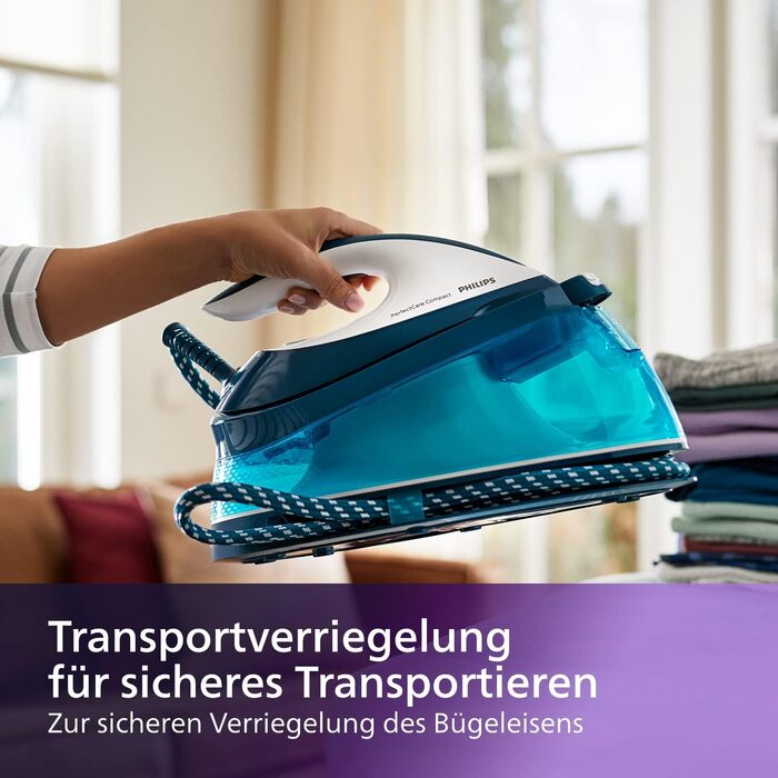 Парова прасувальна станція Philips PerfectCare Compact - тиск насоса 6,5 бар, подача пари до 400 г, резервуар для води 1,5 л, техн