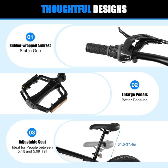 Дюймовий гірський велосипед для юнацтва - 21-швидкісний MTB велосипед, регульована висота для дорослих (хлопців, дівчат, жінок, чоловіків) від 160 см зростом, 26-