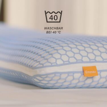 Підтримуюча подушка Emma Elite 70x40 см Ергономічна подушка з регульованою висотою та охолоджувальним чохлом AirGrid Дихаюча подушка з піни з памяттю форми з чохлом, який можна прати, для всіх положень сну Elite 70 x 40 x 12 см