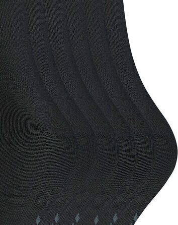 Чоловічі шкарпетки FALKE Happy, упаковка з 6 пар, дихаюча бавовна, посилені, міцні чоловічі шкарпетки, універсальний варіант для бізнесу та повсякденного життя, бавовняні шкарпетки, однотонні, мультипак з 6 пар, розмір 43-46, чорний 3000