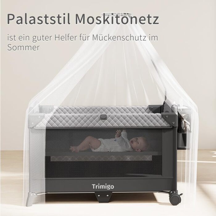 Складане дитяче ліжечко, дорожнє ліжечко та приліжкове ліжечко Портативне дитяче ліжечко, регульоване по висоті, портативне та зручне для зберігання, включаючи іграшки, пеленальний столик та москітну сітку Подарунок для молодих батьків