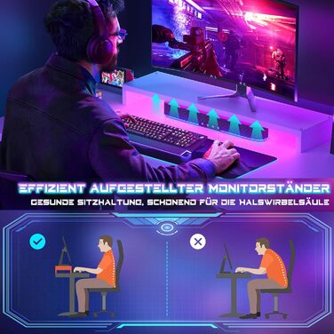 Ігровий стіл, ігровий стіл зі світлодіодним освітленням та розетками, комп&39ютерний стіл з USB-портами, ігровий стіл для ПК з підставкою для монітора, сучасний офісний/навчальний стіл для офісу та ігрової кімнати, білий