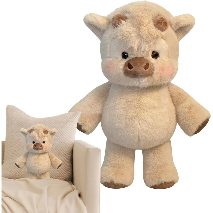 М’яка іграшка корівка Generisch 45 см бежева