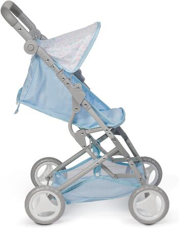 Складна коляска, для ляльок до 45 см, ідеально підходить для ігор та прогулянок, синя з квітковим орнаментом, розроблена Berenguer