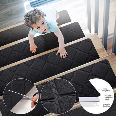 Нековзні килимки для сходів, 15 шт. , самоклеючі сходинки, коричневий прямокутний килимок для сходів, захисні килимки для сходів для приміщень/вулиць для дітей, людей похилого віку та домашніх тварин, 20 x 65 см