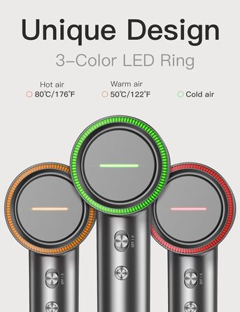 Іонний фен Fezax з безщітковим двигуном 110 000 об/хв для швидкого сушіння, високошвидкісний фен з 200 мільйонами негативних іонів