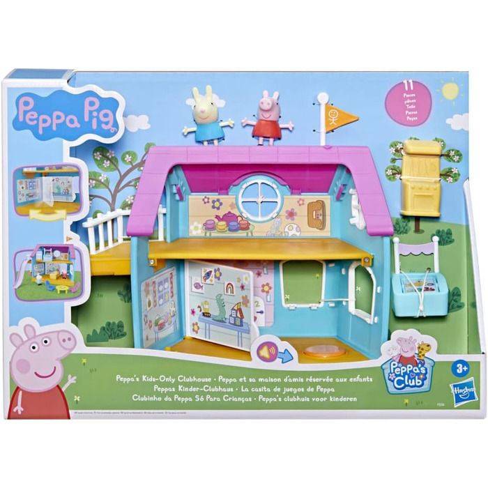 Іграшка для дошкільнят Peppa Pig Hasbro Kids Clubhouse зі звуковими ефектами, що включає 2 фігурки та 7 аксесуарів, вік 3.