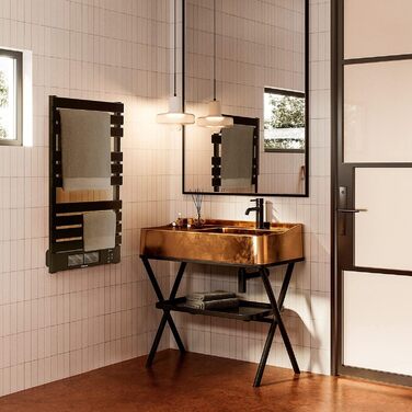 Радіатор для ванної кімнати чорного кольору з інфрачервоним обігрівачем та пультом дистанційного керування / 1013x55 см / WiFi, низьке енергоспоживання, 1500 Вт без полиці чорного кольору