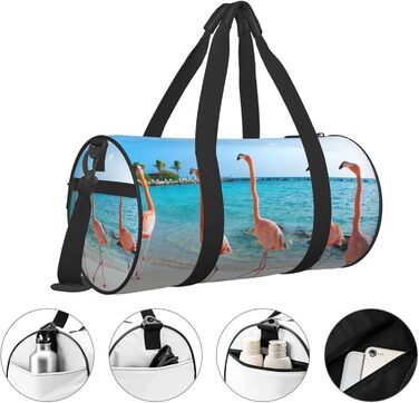 Спортивна сумка, дорожня сумка, пляжна сумка, з принтом фламінго, сумка для ночівлі, чорна, універсальний розмір, сумка для подорожей