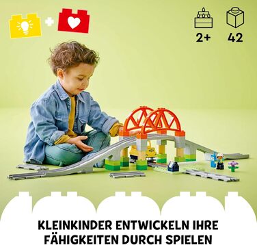 Залізничний міст і рейки - розширювальний набір, подарунок для малюків від 2 років, набір для будівництва та перебудови, розвиваюч