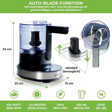 Подрібнювач кухонний електричний з функцією AUTO-BLADE - без вмісту BPA - німецький бренд - Кухонний комбайн універсальний подрібн