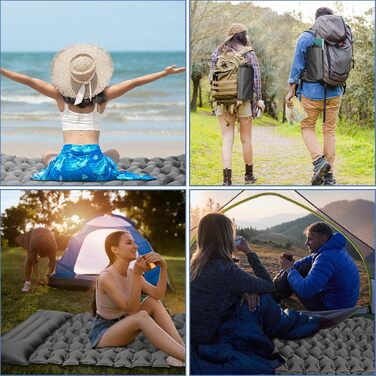 Килимок для сну YOUXIU, надувний матрац для кемпінгу з вбудованою подушкою та насосом для ніг, килимок для кемпінгу на відкритому повітрі для походів, пляжу, подорожей, наметів