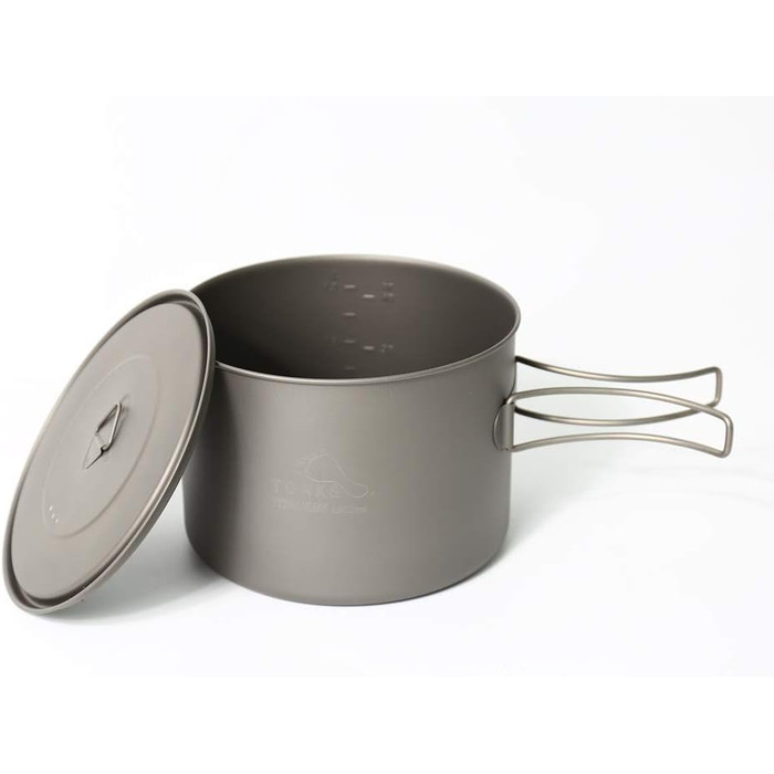 Посуд для кемпінгу TOAKS з чистого титану для використання на свіжому повітрі - Можна використовувати як чашки, миски та каструлі (1600 мл)