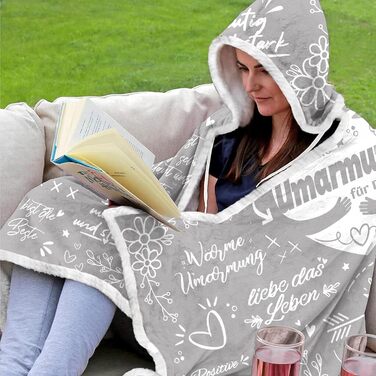 Подарунки для найкращих друзів, товста ковдра-обіймачка з рукавами - подарунок для дівчини, подарунок на день народження для дівчини, подарунок на день народження для жінки, мами, дівчини, сестри, дружини, бабусі, сірий, 120*185 см