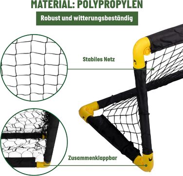 Футбольні ворота Umbro - Футбольні ворота 50 x 44 x 44 см - Складані футбольні ворота - Футбольні ворота для дітей садівництва - Футбольне тренувальне обладнання для використання в приміщенні та на вулиці - Чорний/Жовтий