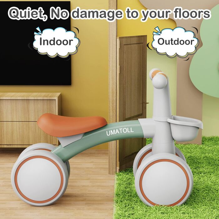 Дитячий беговел Umatoll від 1 року, іграшки для дітей 12-24 місяців, дитячий беговел з кошиком для хлопчиків та дівчаток, подарунк