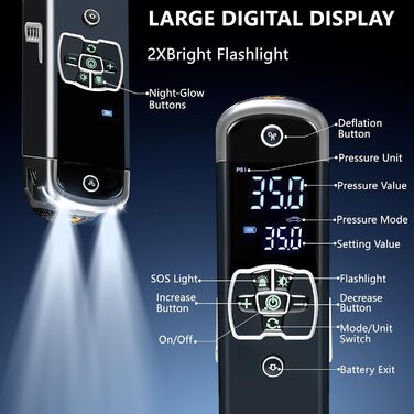 Електричний компресор з акумуляторним повітряним насосом XVAWO 12v шинний насос з акумулятором 7800mAh - міні-повітряний компресор